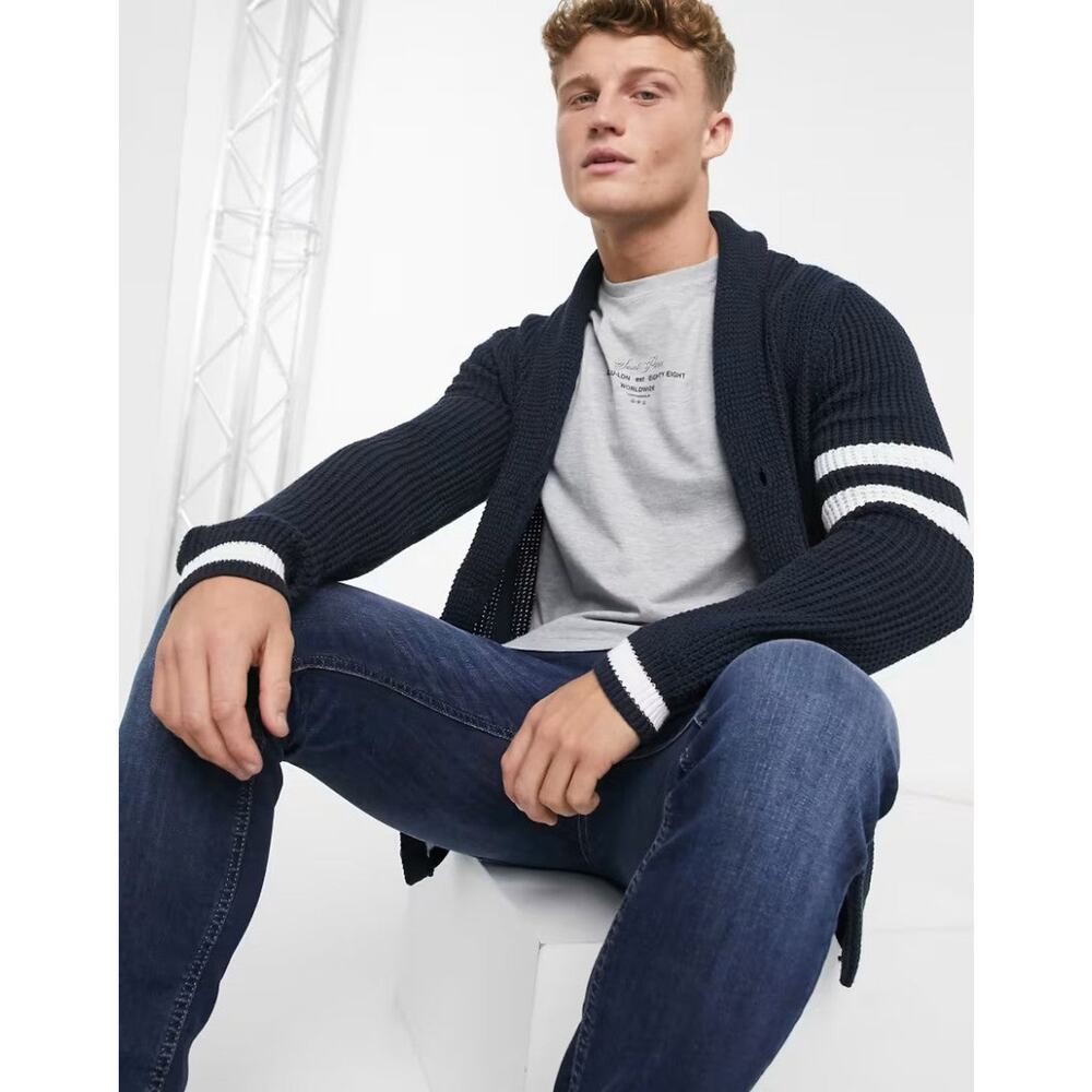 Only & Sons Shawl Cardigan Sweater- L Dark Navy